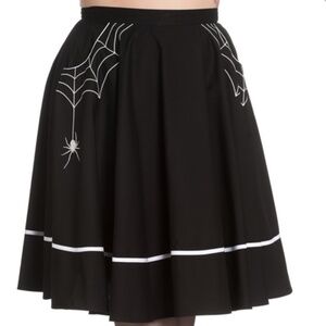 BLACK LITTLE MISS MUFFET SPIDER WEB ROCKABILLY HALLOWEEN GOTHIC SWING SKIRT